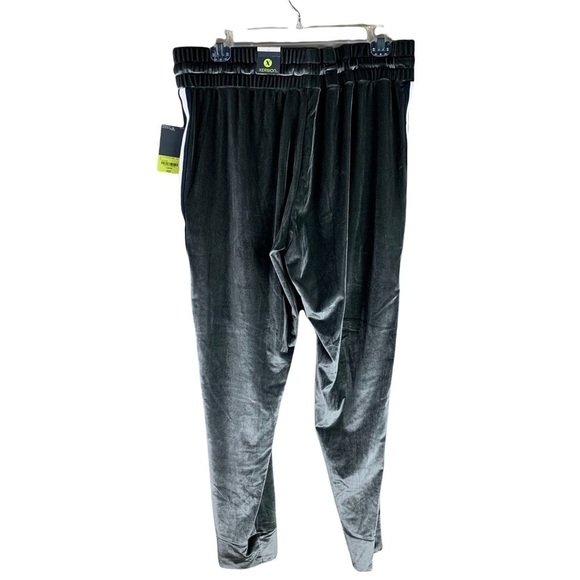 Xersion Studio Silver Grey Velour Joggers with Track Pant Stripes Size Large - Picture 2 of 7